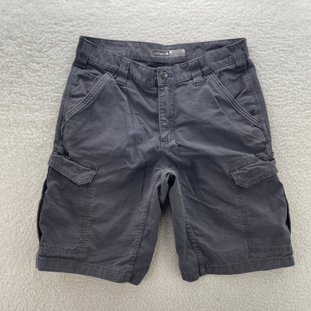 Carhartt Shorts Mens 33 Gray Force Cargo 12" Relaxed Fit Ripstop Canvas Workwear
